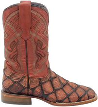Load image into Gallery viewer, Silverton Pirarucu Print Leather Wide Square Toe Boots (Shedron)
