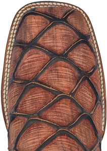 Silverton Pirarucu Print Leather Wide Square Toe Boots (Shedron)