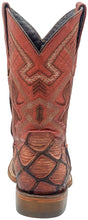 Cargar imagen en el visor de la galería, Silverton Pirarucu Print Leather Wide Square Toe Boots (Shedron)
