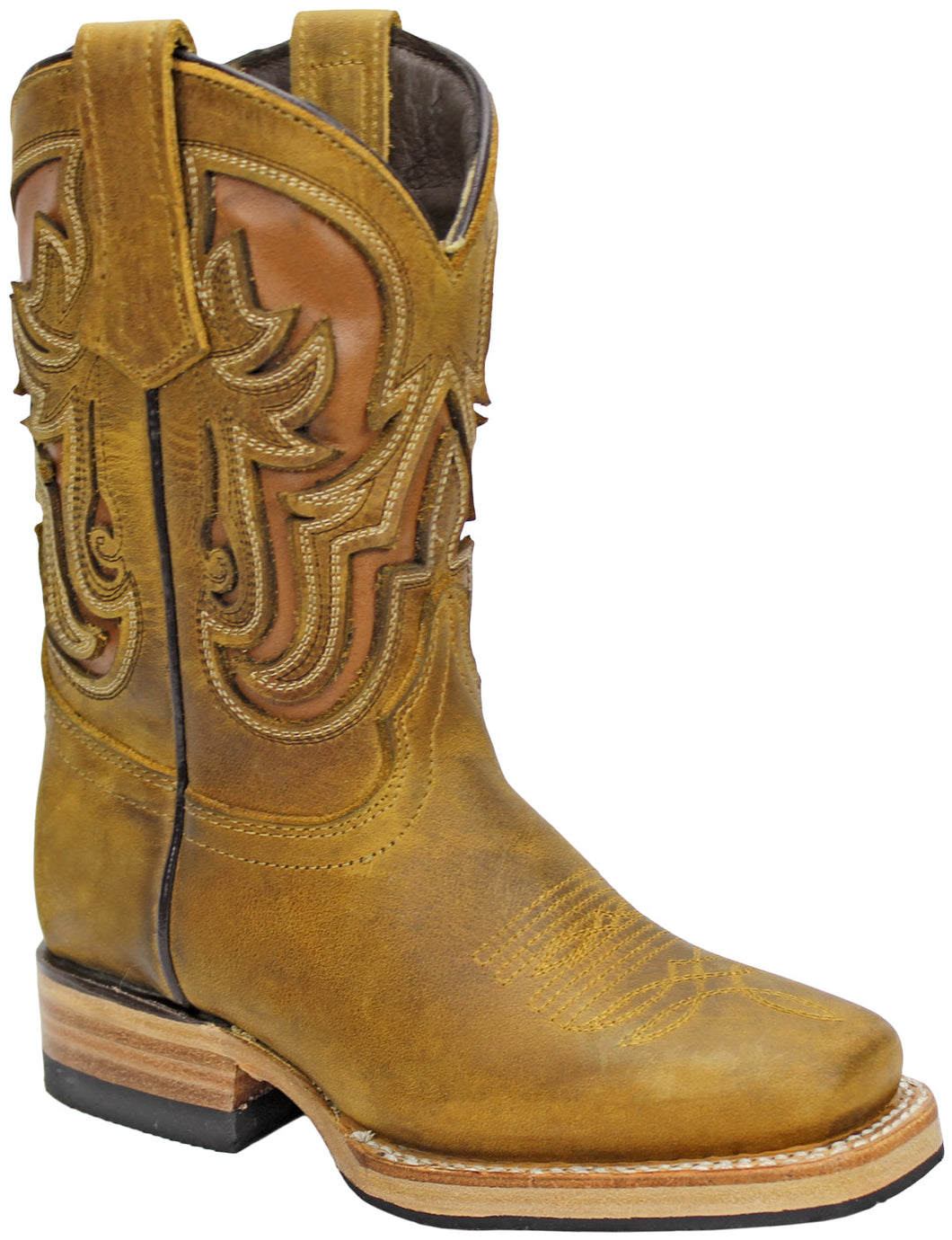 Silverton Kids Ranch All Leather Square Toe Boots (Honey)