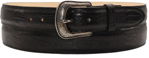 Silverton Ostrich Leg Print Leather Belt (Black)