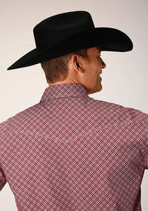 Long Sleeve Western Snap Shirt in a Red Diamond Print Roper 03-001-0225-4022 RE
