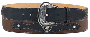 Silverton Concho Star All Leather Western Belt (Black/Brown)