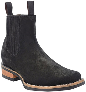 Silverton Suede Genuine Leather Square Toe Short Boot (Black)
