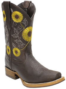 Silverton Sunflower All Leather Square Toe Boots (Chocolate)