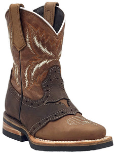 Silverton Kids Longhorn All Leather Square Toe Boots (Tobacco)