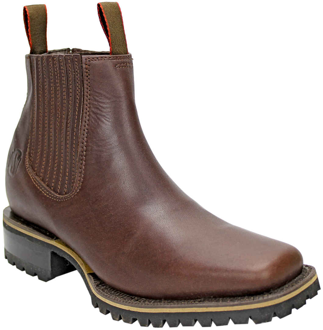 Silverton Tractor Sole Leather Short Boot (Brown)
